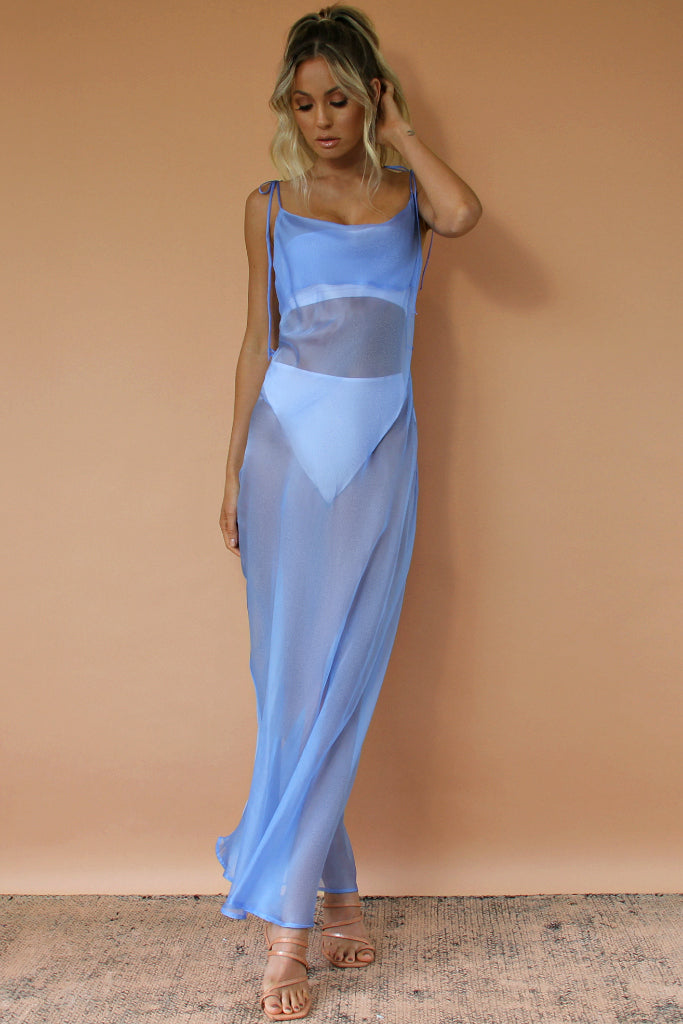 Sky Blue Silk Dress